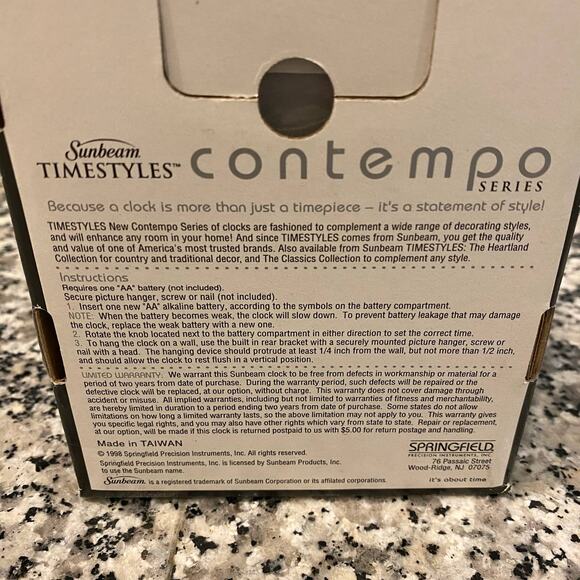 Sunbeam Timestyles Contempo Series Clock Silver Metal NIP - Picture 3 of 4